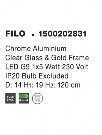 1500202831 Pendul Nova Luce FILO G9 1x5W   Aluminium & Clear Glass Chrome  IP20 [3]