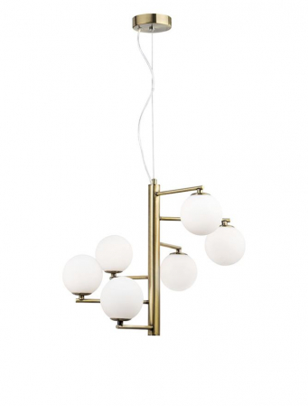 Lustre - 1700306001 Suspensie Nova Luce AGRIGENTO G9 6x5W IP20 Metal & Sticla Opal Antique Brush NOVALUCE