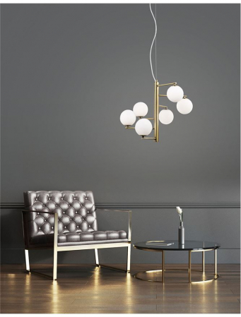 1700306001 Suspensie Nova Luce AGRIGENTO G9 6x5W IP20 Metal & Sticla Opal Antique Brush NOVALUCE [1]