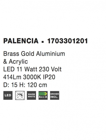 1703301201 Pendul Nova Luce PALENCIA LED 11W 414lm 3000K IP20 Aluminiu/Acril Brass Gold [3]