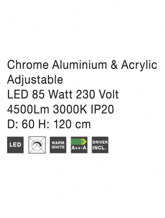 17222003 Lustra Nova Luce ARIA LED 74W 4025lm 3000K Aluminium & Acrylic Chrome Nedimabil IP20 [4]