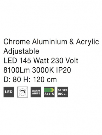 17222004 Lustra Nova Luce ARIA LED 129W 6831lm 3000K Aluminium & Acrylic Chrome Nedimabil IP20 [4]