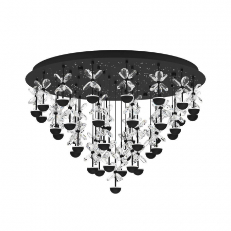 Cristal - 390276 Plafonieră EGLO PIANOPOLI 2 390276, 43X1,8W, 10320lm, 3000K, Oțel, Negru