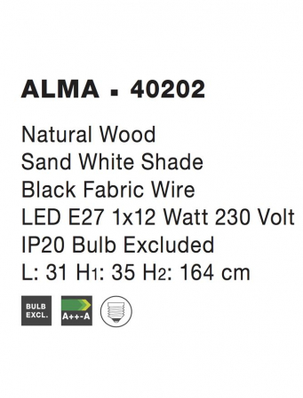 40202 Lampadar Nova Luce ALMA E27 1x12W   Wood Natural  IP20 [2]
