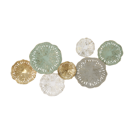 426041 Decoratiune perete metal verde auriu motive florale CHIKUMA [1]