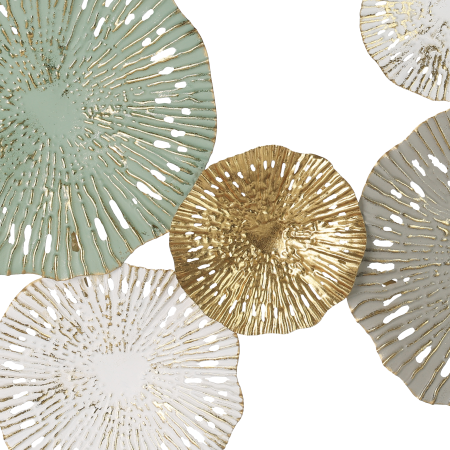 426041 Decoratiune perete metal verde auriu motive florale CHIKUMA [2]