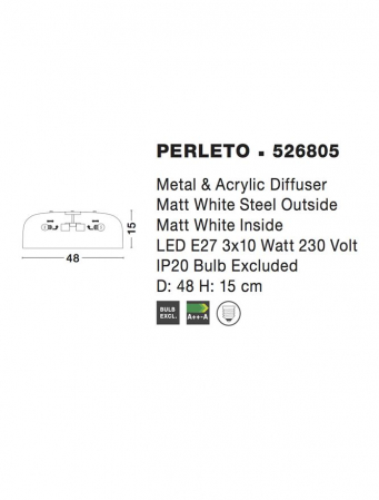 526805 Plafoniera Nova Luce PERLETO E27 3x12W   Metal & Acrylic  Matt White  IP20 [2]