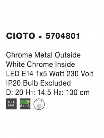 5704801 Suspensie Nova Luce CIOTO E14 1x5W lm  IP20 Metal Chrome White [3]
