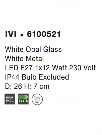 6100521 Plafoniera baie Nova Luce IVI E27 1x12W   Metal & White Opal Glass White  IP44 [3]
