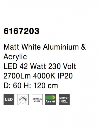 6167203 Lustra Nova Luce RANDO LED 54W 2124lm 3000K Aluminium & Acrylic Matt White Nedimabil IP20 [3]
