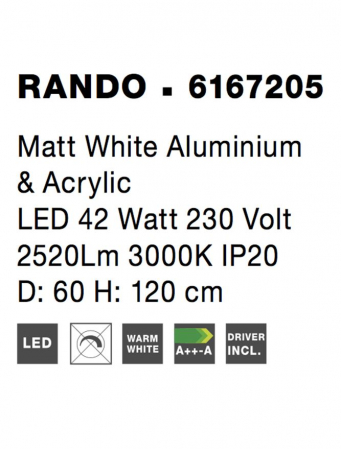 6167205 Suspensie Nova Luce RANDO LED 42W 2520lm 3000K IP20 Aluminiu & Acril Matt White NOVALUCE [3]