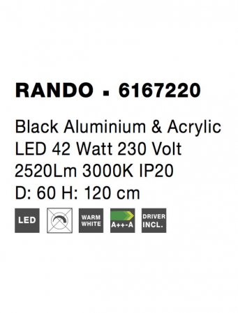 6167220 Suspensie Nova Luce RANDO LED 42W 2520lm 3000K IP20 Metal & Acril Black NOVALUCE [3]