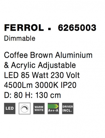 6265003 Suspensie Nova Luce FERROL LED 85W 4500lm 3000K IP20 Aluminiu/Acril Coffee Brown NOVALUCE [4]