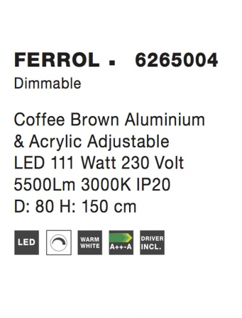 6265004 Suspensie Nova Luce FERROL LED 111W 5500lm 3000K IP20 Aluminiu/Acril Coffee Brown NOVALUCE [4]