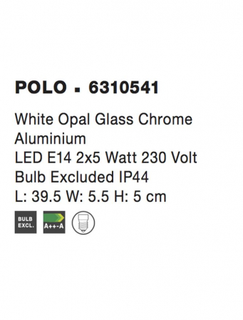 6310541 Aplica baie Nova Luce POLO E14 2x5W   Aluminium White Chrome  IP44 [3]