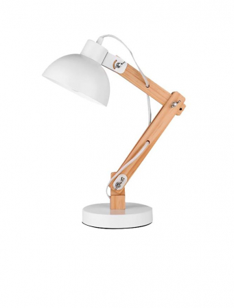 Birou - 671601 Veioza Nova Luce LILA E27 1x12W   Metal & Natural Wood White  IP20