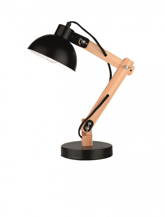 Birou - 671602 Veioza Nova Luce LILA E27 1x12W   Metal & Natural Wood Black  IP20