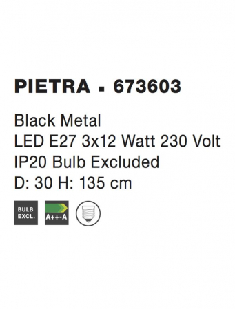 673603 Lustra Nova Luce PIETRA E27 3x12W   Metal Black  IP20 [3]