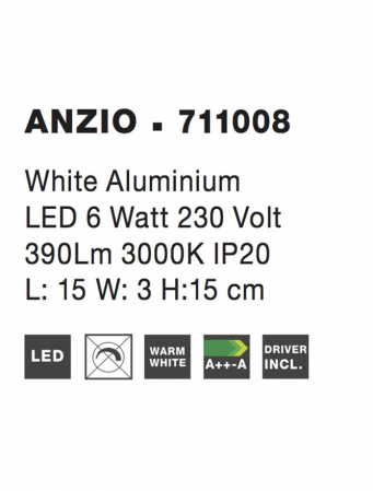 711008 Aplica Nova Luce ANZIO LED 6W 390lm 3000K Aluminium White Nedimabil IP20 [3]