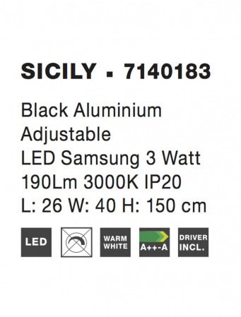 7140183 Lampadar Nova Luce SICILY LED 3W 190lm 3000K Aluminium Black Nedimabil IP20 [3]