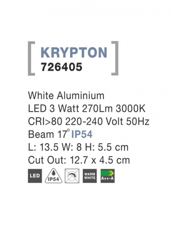 726405  Nova Luce KRYPTON LED 3W 270lm 3000K IP54 Aluminium White Beam 17 degrees [2]