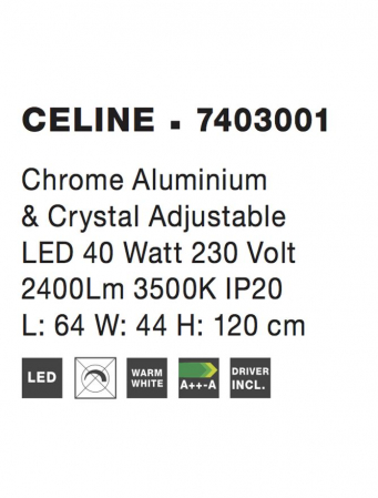 7403001 Suspensie Nova Luce CELINE LED 40W 2400lm 3500K IP20 Aluminiu Cristal Chrome NOVALUCE [5]