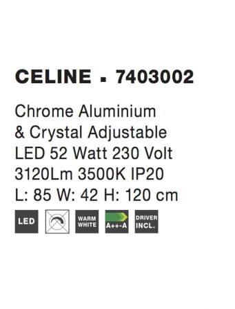 7403002 Suspensie Nova Luce CELINE LED 52W 3120lm 3500K IP20 Aluminiu Cristal Chrome NOVALUCE [5]