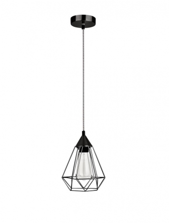 Moderne - 7605180 Pendul Nova Luce PAOLO E27 1x12W Metal & White Fabric Wire Black IP20