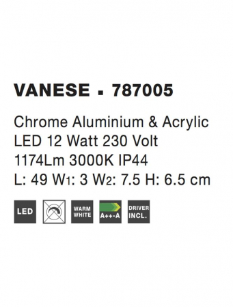 787005 Aplica baie Nova Luce VANESE LED 12W 1174lm 3000K Aluminium & Acrylic Chrome Nedimabil IP44 [3]