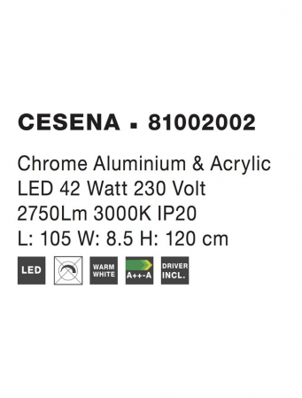 81002002 Lustra Nova Luce CESENA LED 42W 2750lm 3000K Aluminium & Acrylic Chrome Nedimabil IP20 [3]