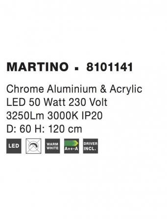 8101141 Suspensie Nova Luce MARTINO LED 50W 3250lm 3000K IP20 Aluminiu/Acril Chrome NOVALUCE [4]