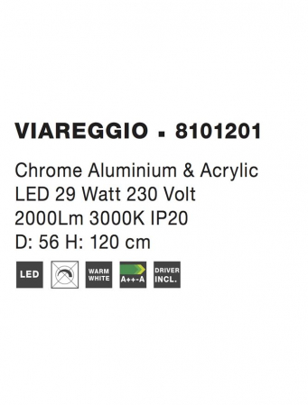 8101201 Lustra Nova Luce VIAREGGIO LED 28W 2222lm 3000K Aluminium & Acrylic Chrome Nedimabil IP20 [5]