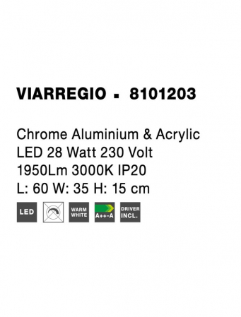 8101203 Plafoniera Nova Luce VIARREGIO LED 28W 1950lm 3000K Aluminium & Acrylic Chrome Nedimabil IP20 [7]