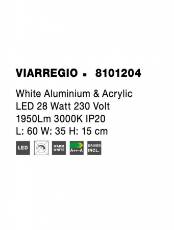 8101204 Plafoniera Nova Luce VIARREGIO LED 28W 1950lm 3000K Aluminium & Acrylic White Nedimabil IP20 [6]