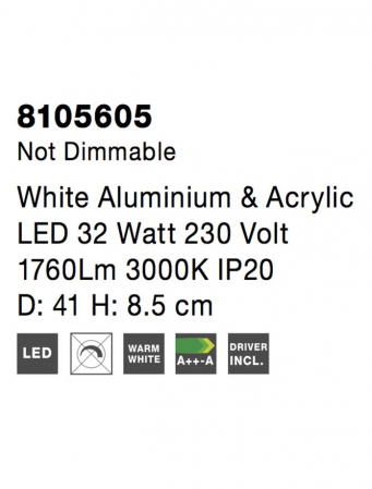 8105605 Plafoniera Nova Luce ALBI LED 32W 1760lm 3000K IP20 Aluminiu/Acril Sandy White NOVALUCE [3]