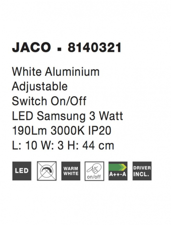 8140321 Aplica Nova Luce JACO LED 3W 190lm 3000K IP20 Aluminium White Adjustable Switch On/Off [3]