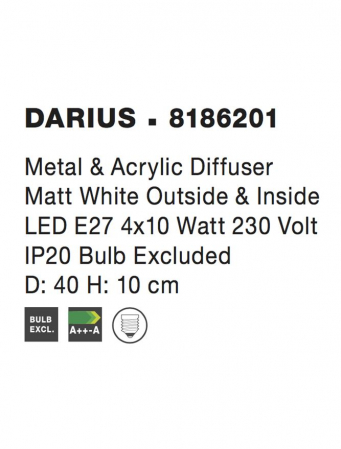 8186201 Plafoniera Nova Luce DARIUS E27 4X10W lm  IP20 Metal Acril Matt White/White [2]
