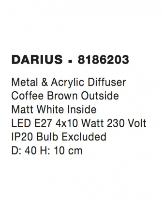 8186203 Plafoniera Nova Luce DARIUS E27 4x12W   Metal & Acrylic  Coffee Brown  IP20 [2]