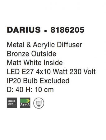 8186205 Plafoniera Nova Luce DARIUS E27 4x12W   Metal & Acrylic  Matt White  IP20 [3]