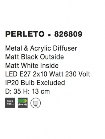 826809 Plafoniera Nova Luce PERLETO E27 2x12W   Metal & Acrylic  Matt White  IP20 [4]