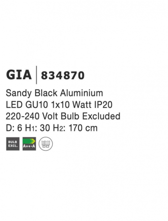 834870 Pendul Nova Luce GIA GU10 1x10W   Aluminium Sandy Black  IP20 [4]