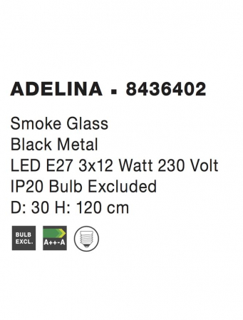 8436402 Lustra Nova Luce ADELINA E27 3x12W   Metal & Glass Smoke Glass Black  IP20 [3]