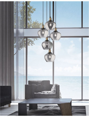 8436406 Lustra Nova Luce CEDRO E27 5x12W   Metal & Glass Smoke Glass Bronze&Black  IP20 [1]
