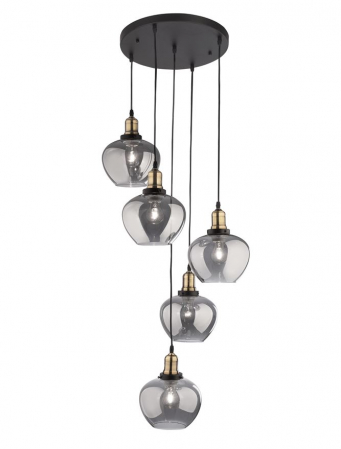 Moderne - 8436406 Lustra Nova Luce CEDRO E27 5x12W   Metal & Glass Smoke Glass Bronze&Black  IP20