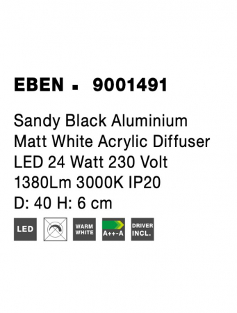 9001491 Plafoniera Nova Luce EBEN LED 24W 1380lm 3000K Aluminium Sandy Black Nedimabil IP20 [6]
