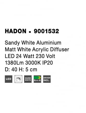 9001532 Plafoniera Nova Luce HADON LED 24W 1380lm 3000K Aluminium Sandy White Nedimabil IP20 [7]