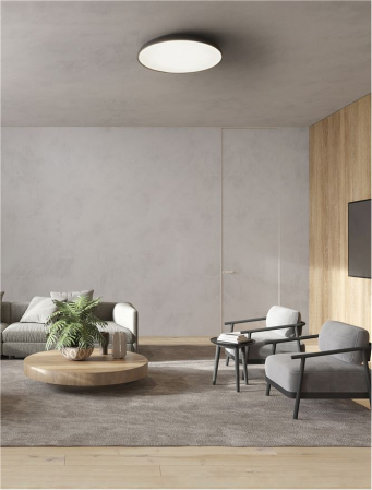 9005646 Plafoniera Nova Luce LINUS LED 50W 3741lm 3000K Aluminium & Acrylic Sandy Black Dimabil Triac IP20 [1]