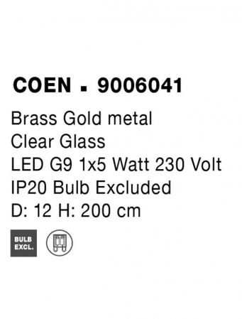 9006041 Pendul Nova Luce COEN G9 1x5W   Metal Brass Gold  IP20 [6]