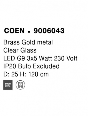 9006043 Lustra Nova Luce COEN G9 3x5W   Metal Brass Gold  IP20 [8]