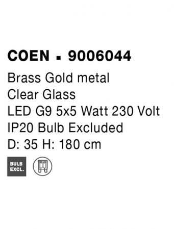 9006044 Lustra Nova Luce COEN G9 5x5W   Metal Brass Gold  IP20 [6]